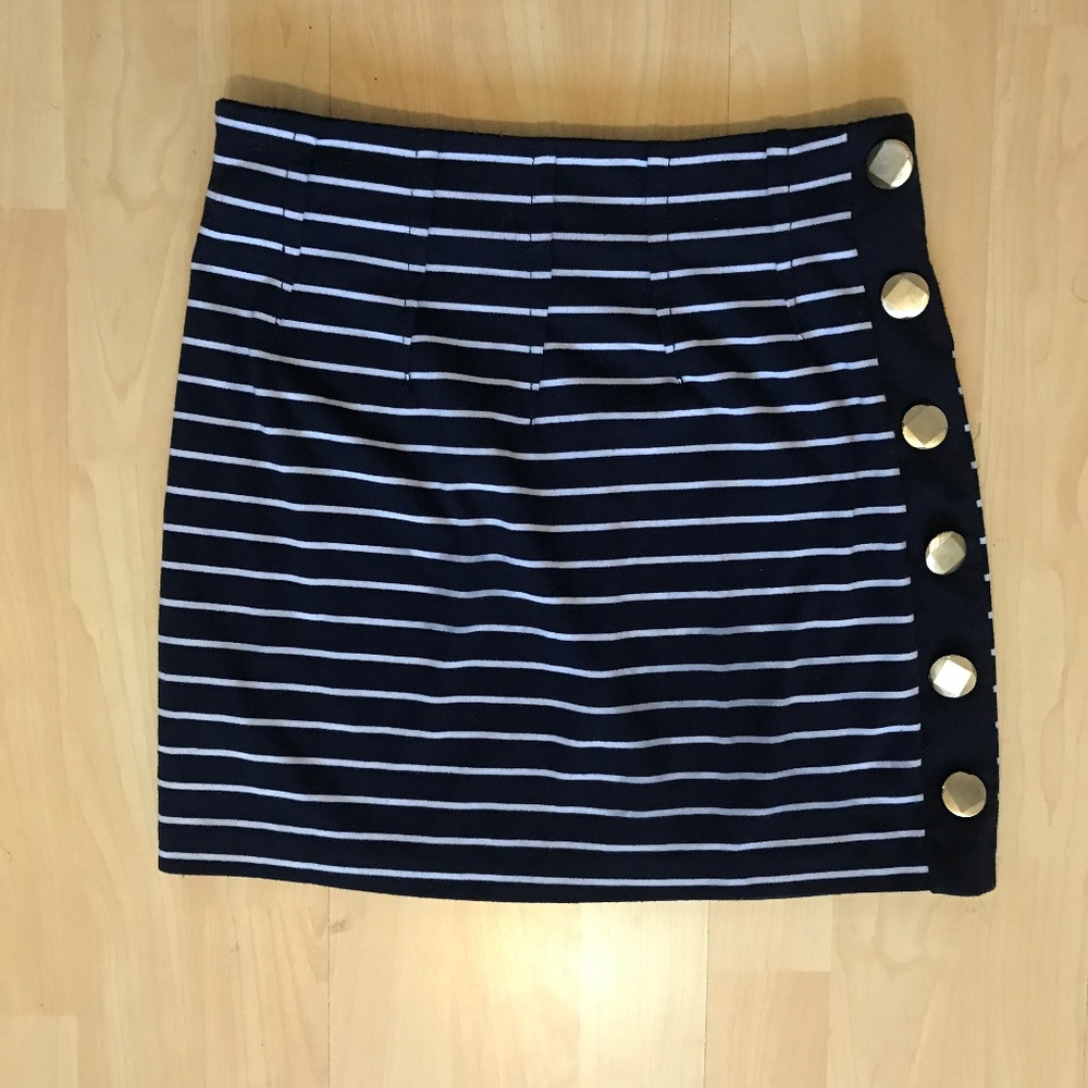 Guess Striped Navy Mini Skirt with Gold Detailing